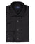 Folded black dress shirt with visible brand label on a white background