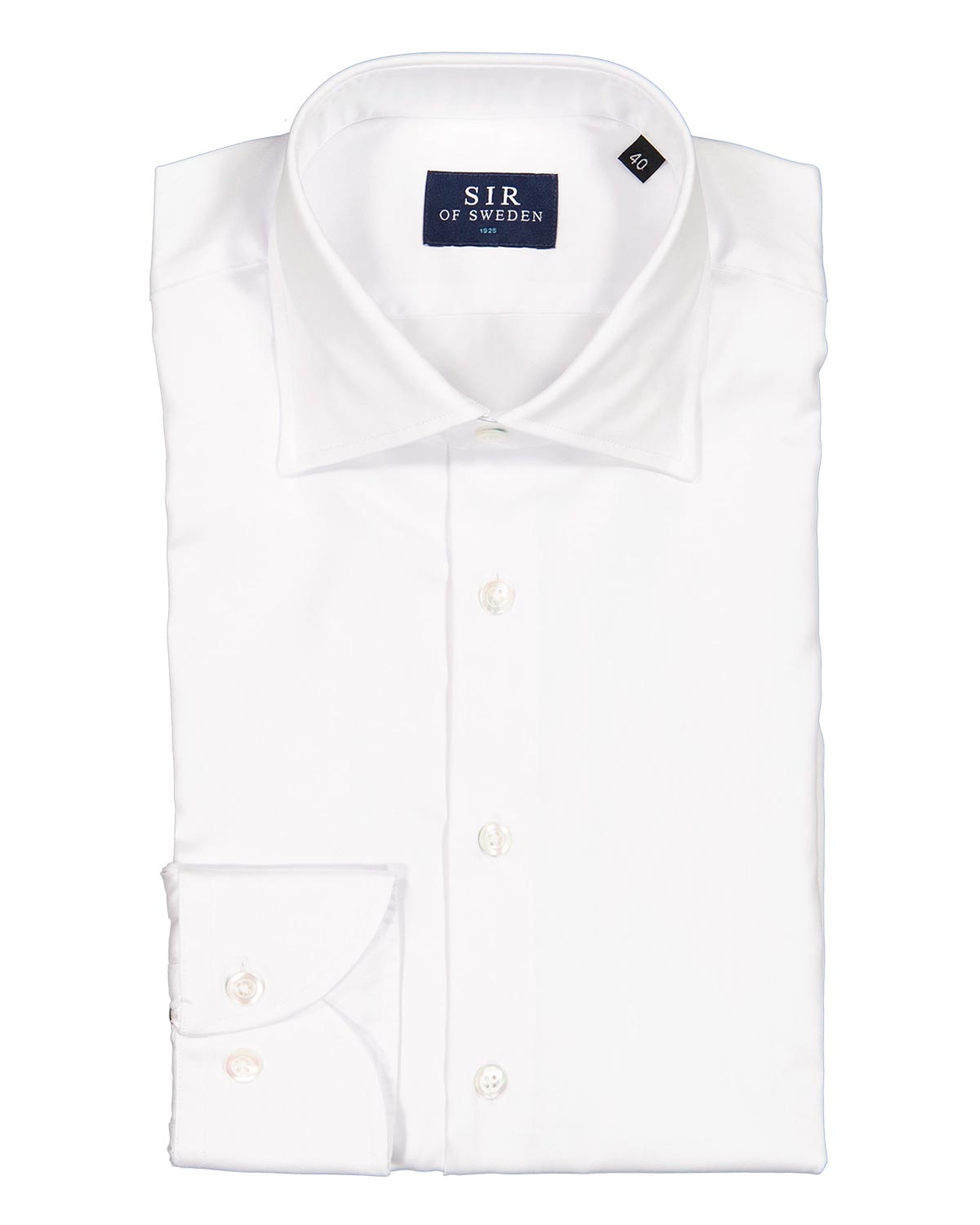 White dress shirt with 'SIR of Sweden' label on a white background