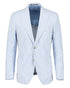 Light blue striped seersucker blazer on a white background