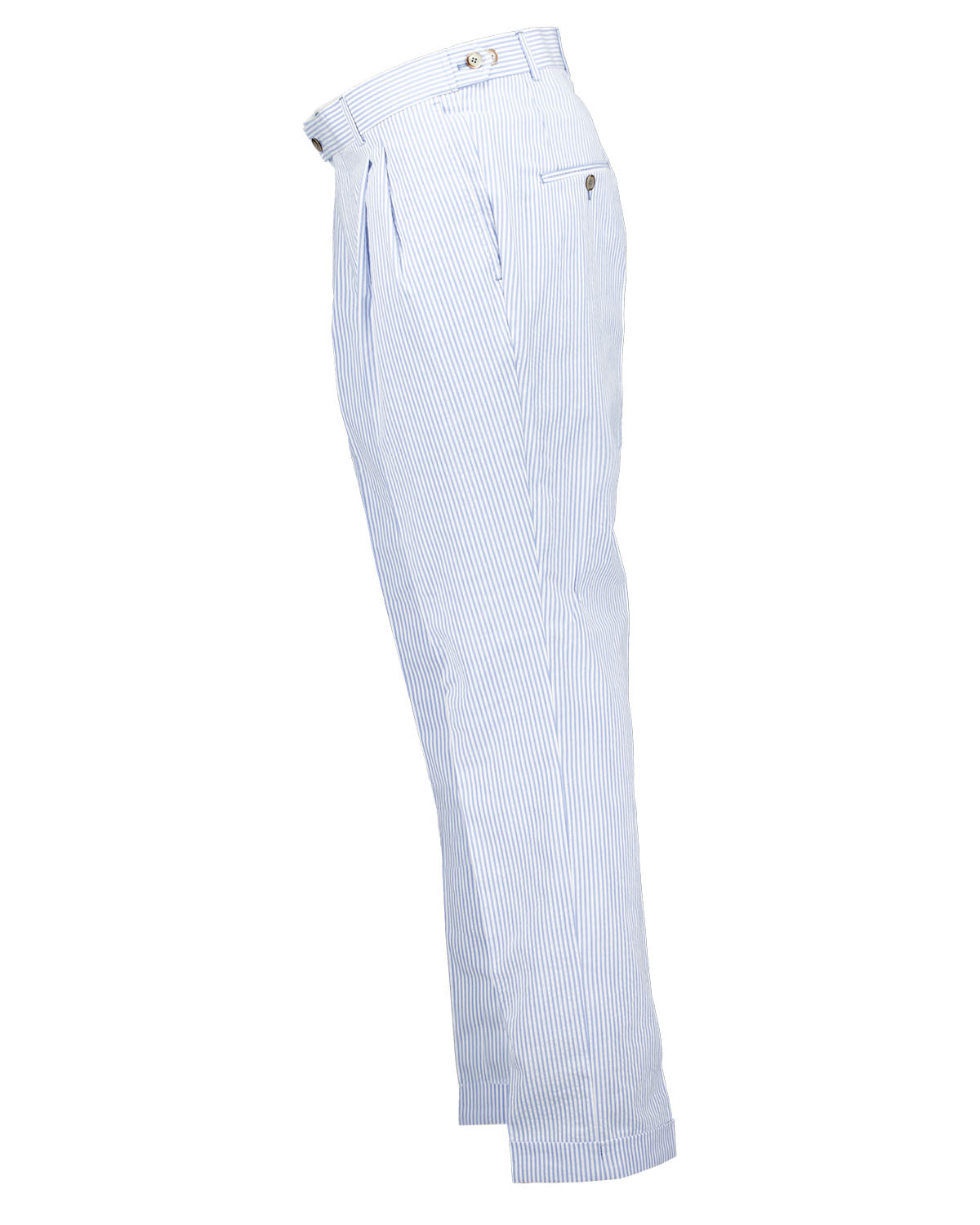 Brett  Light Blue Striped Seersucker Trousers