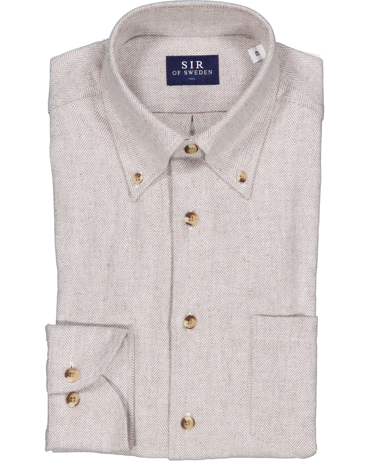 Jerry Beige Herringbone Flannel Shirt