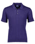 Navy ribbed polo shirt on a white background