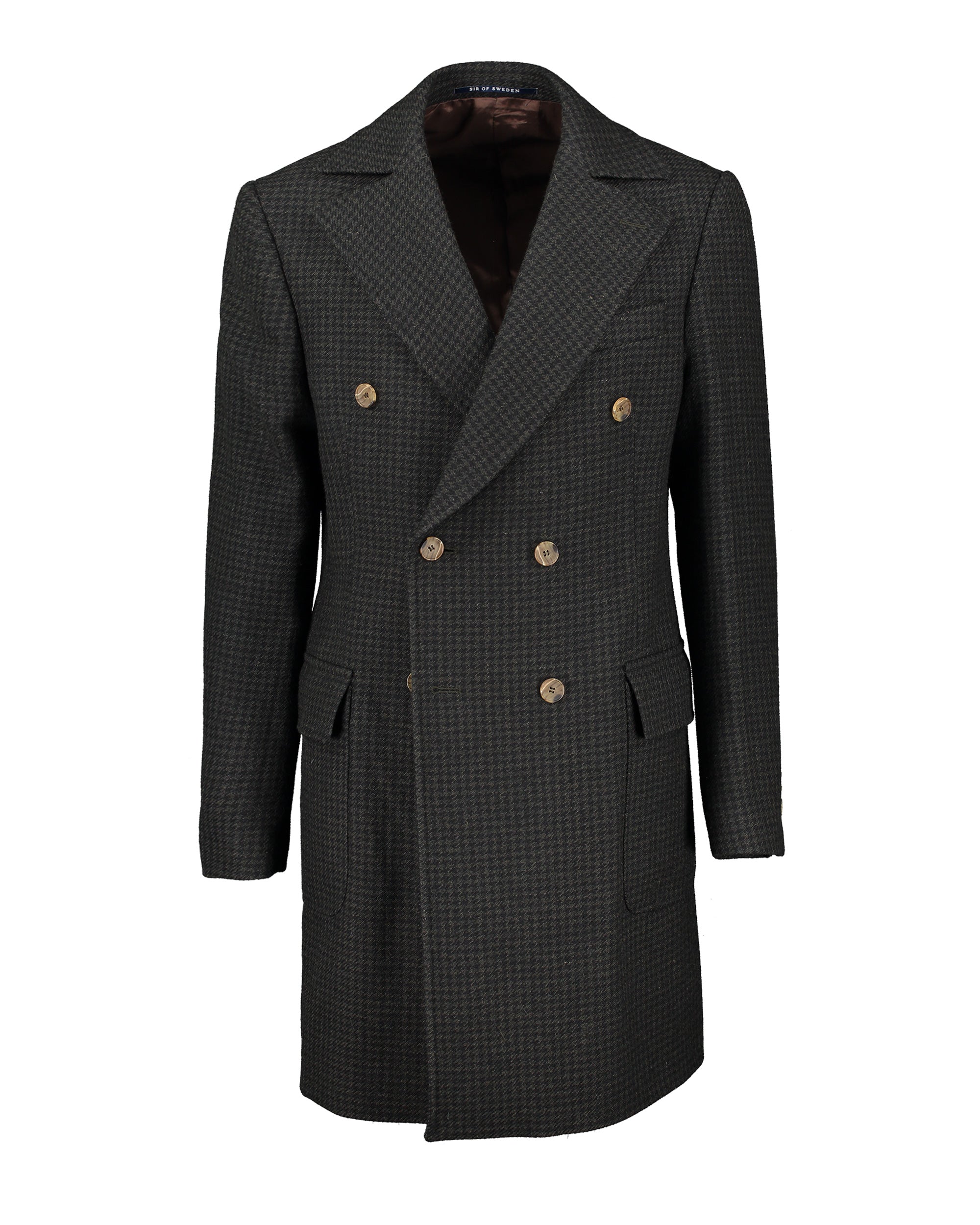Corleone Green Herringbone Double-Breasted Polo Coat