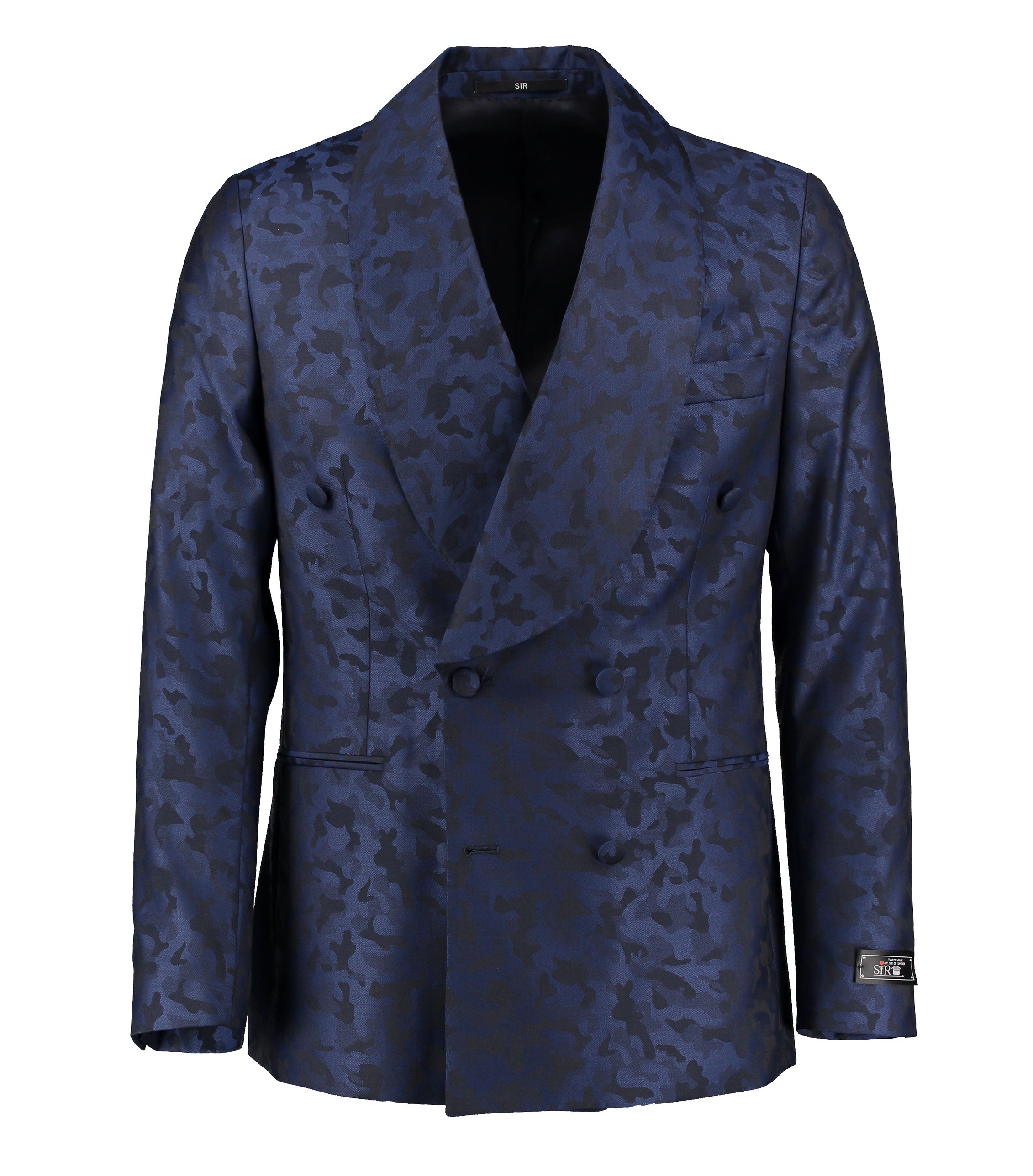 Pierce Blue Camo Double-Breasted Dinner Jacket