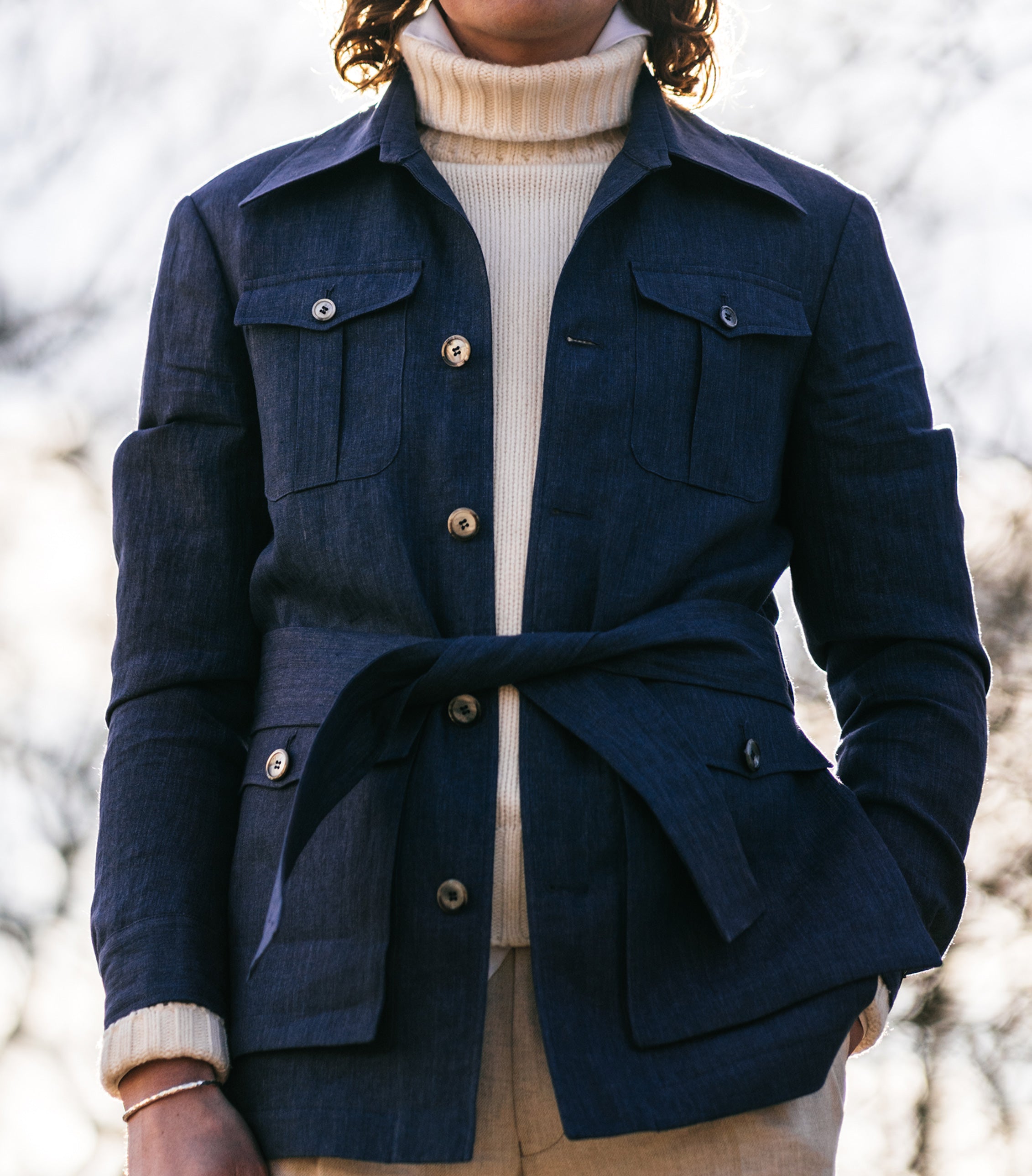 Stanley Blue Linen Safari Jacket