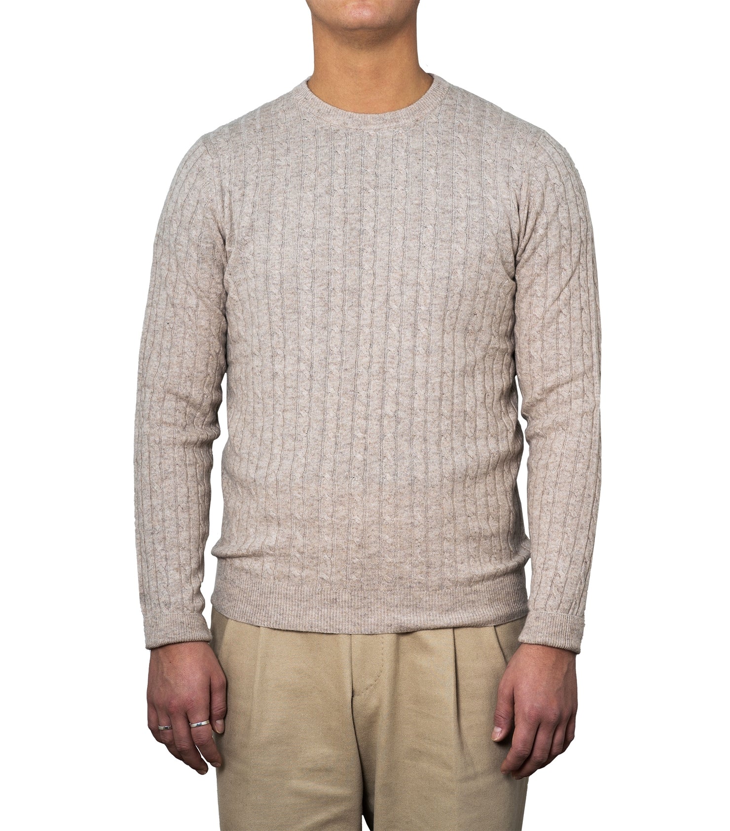 Enar Beige Cable Knit Sweater